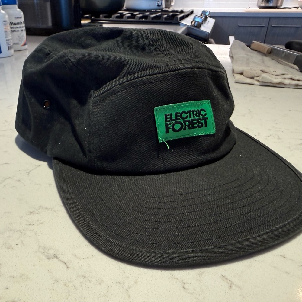 The Classic Black Cap with Green Electric Forest Patch